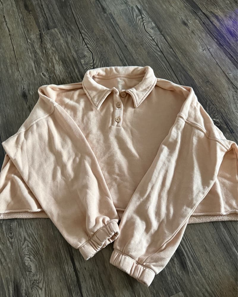 Aerie Cropped Polo Collared Sweatshirt - Image 2