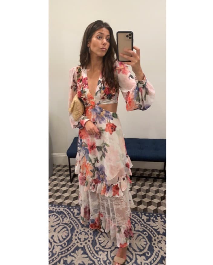 Patbo Floral Print Beaded Cut-Out Dress  - Image 1