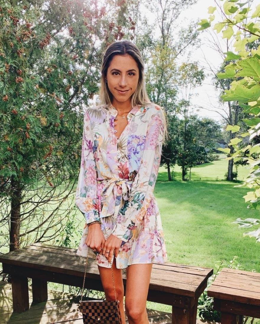 Zara Floral Button Up Belted Mini Dress - Image 3