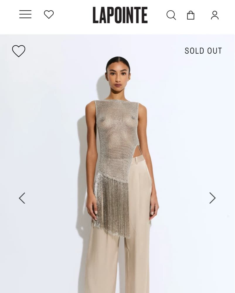LAPOINTE metallic Fringe Top  - Image 2
