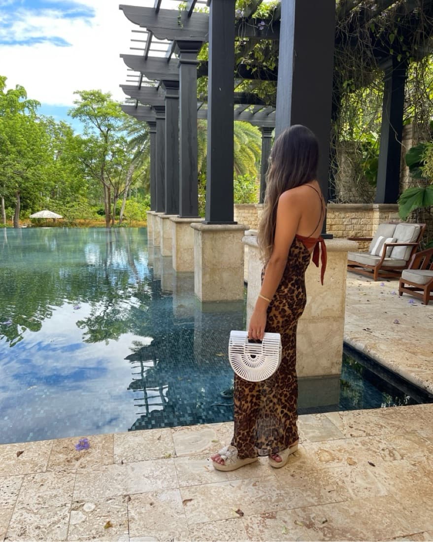 Semi Sheer Leopard Cowl Neck Maxi Dress - Image 4