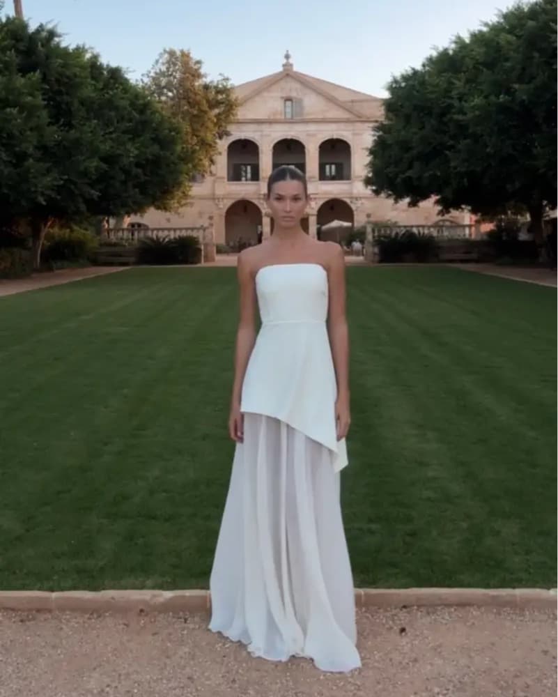 Monaco White Dress with Scarf - Image 1
