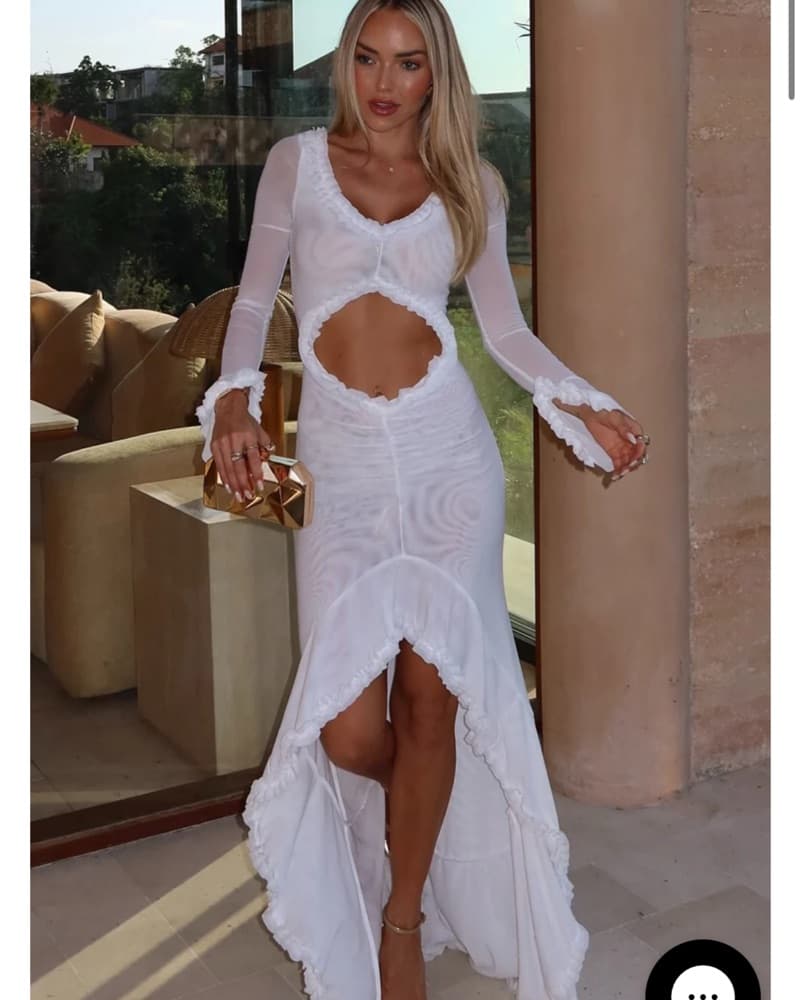White Fox Long Sleeve Maxi Dress - Image 2