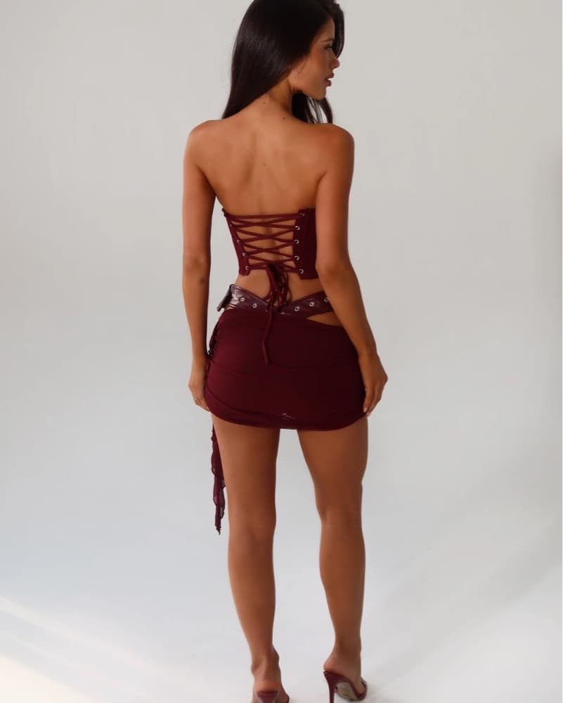 DESIREE MINI DRESS BURGUNDY - Image 3