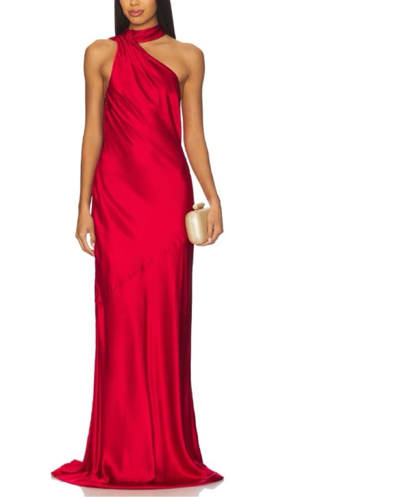 Red Long Satin Gown  - Image 3
