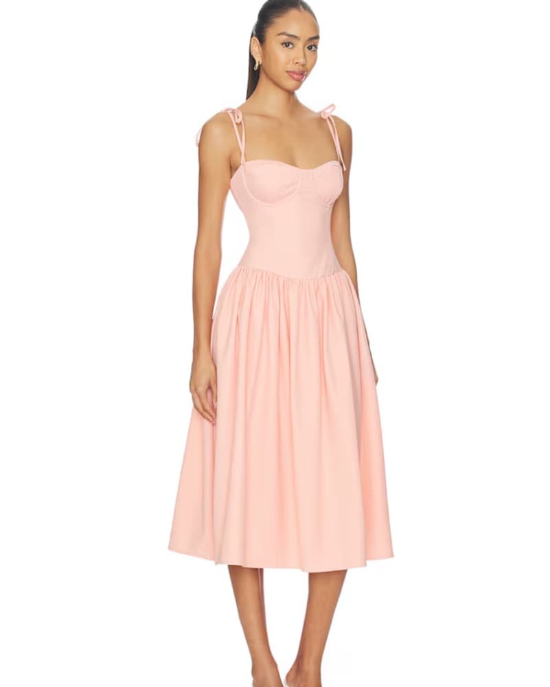 Theresa Midi Corset Dress in Pink - Image 2