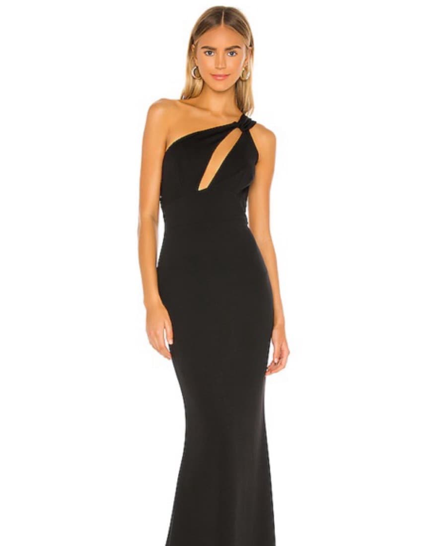 Elegant One-Shoulder Black Gown - Image 1