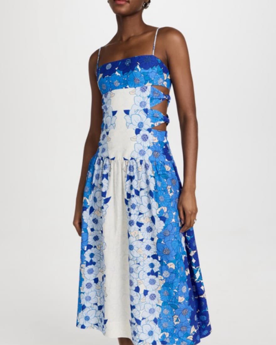 Farm Rio Flower Stripes Midi Dress - Image 1
