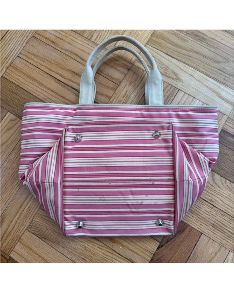 Pierre Deux Striped Pink Canvas Bag - Image 4