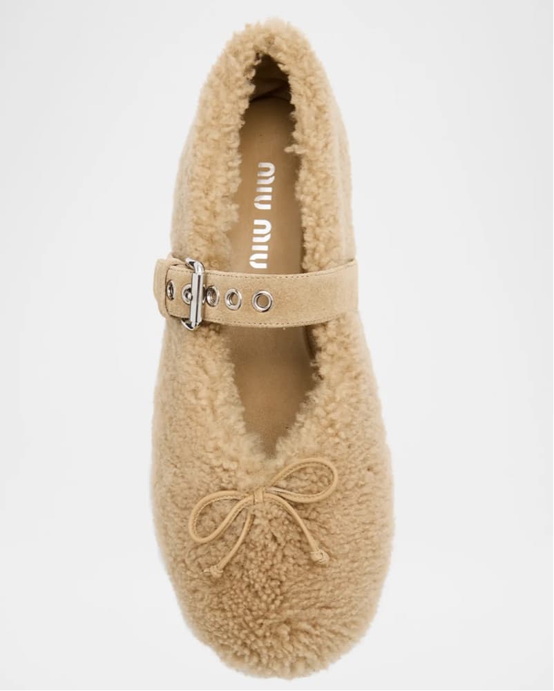 Miu Miu Shearling Ballet Slipper - Image 1