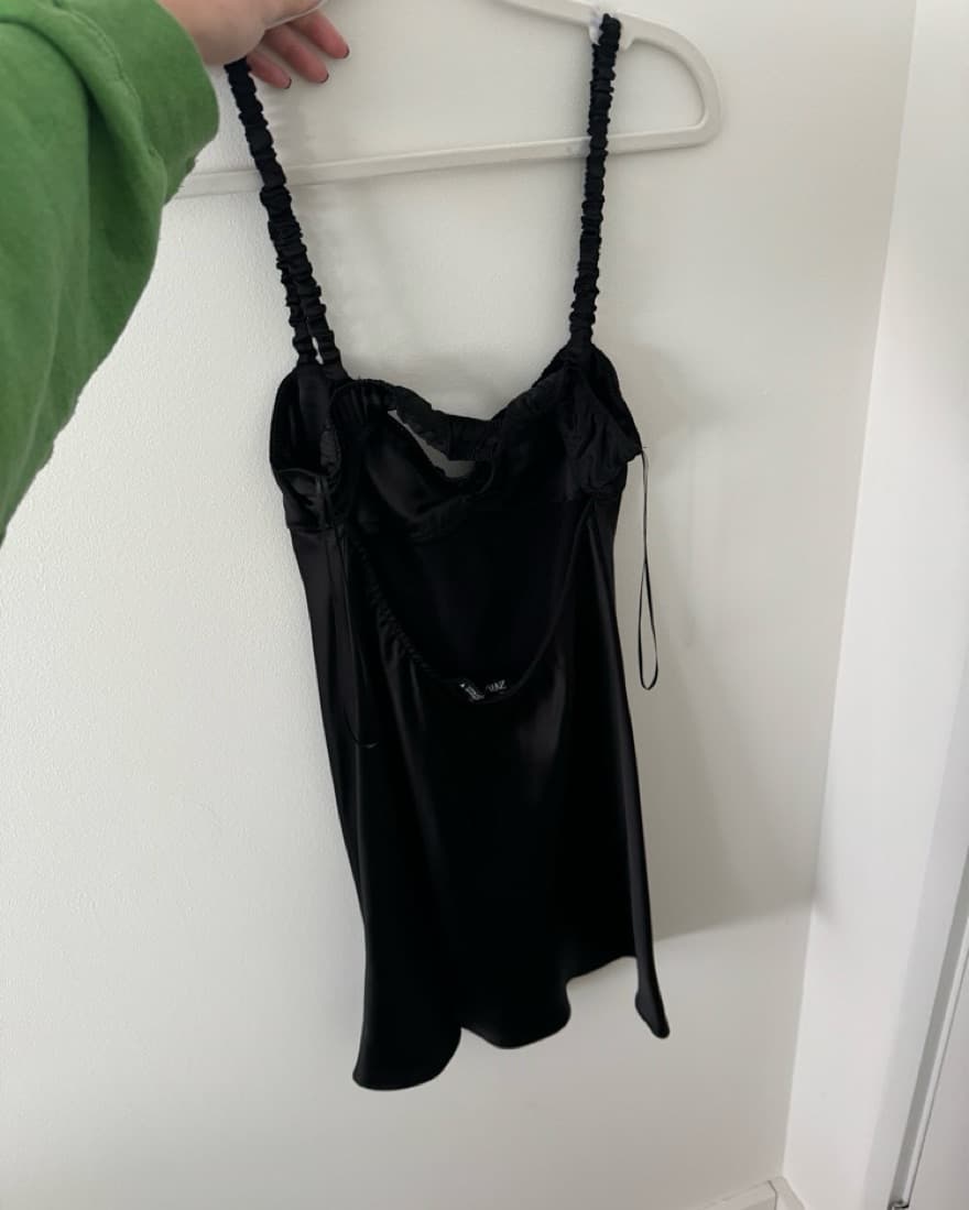Zara Black Mini Slip Dress  - Image 2