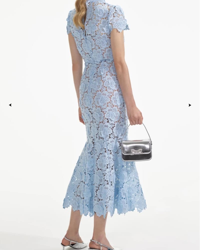 Self Portrait Blue Flower Lace Midi Dres - Image 3