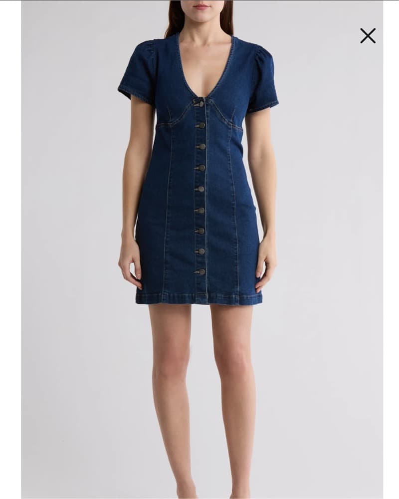 Chic Denim Button-Front Dress - Image 1