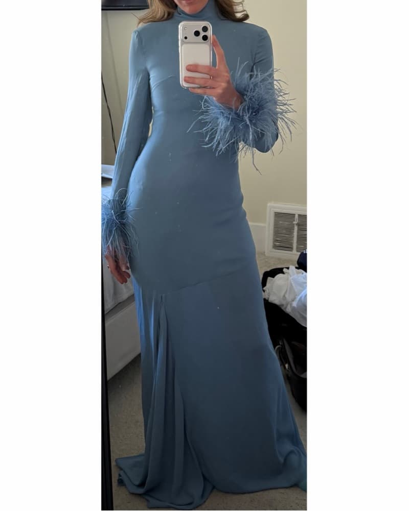 De La Vali Feathered Sleeve Maxi Dress - Image 2