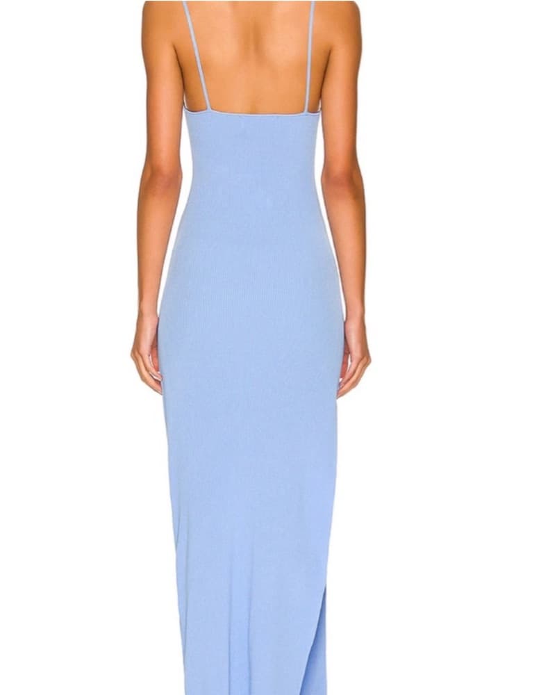 Atoir Knit Blue Leg Slit Maxi Dress XS - Image 2