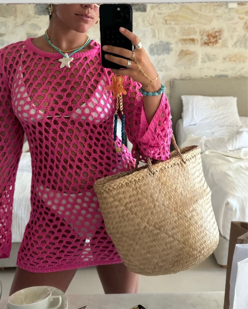Pink Crochet Coverup - Image 1