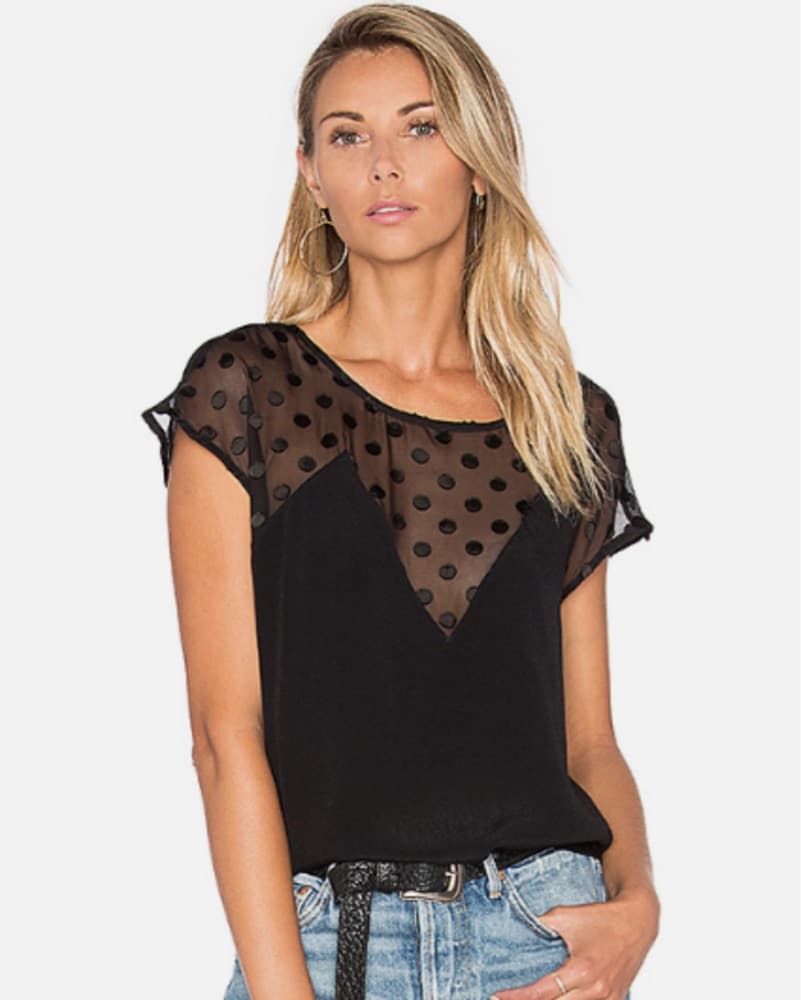Lovers + Friends Black Semi Sheer Blouse - Image 1