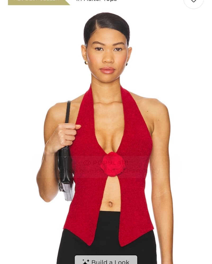 With jean Red Flower Halter - Image 1
