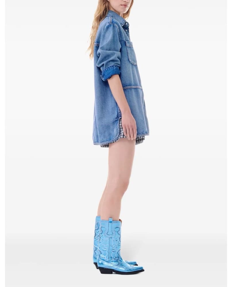 GANNI logo-embellished denim shirt - Image 4