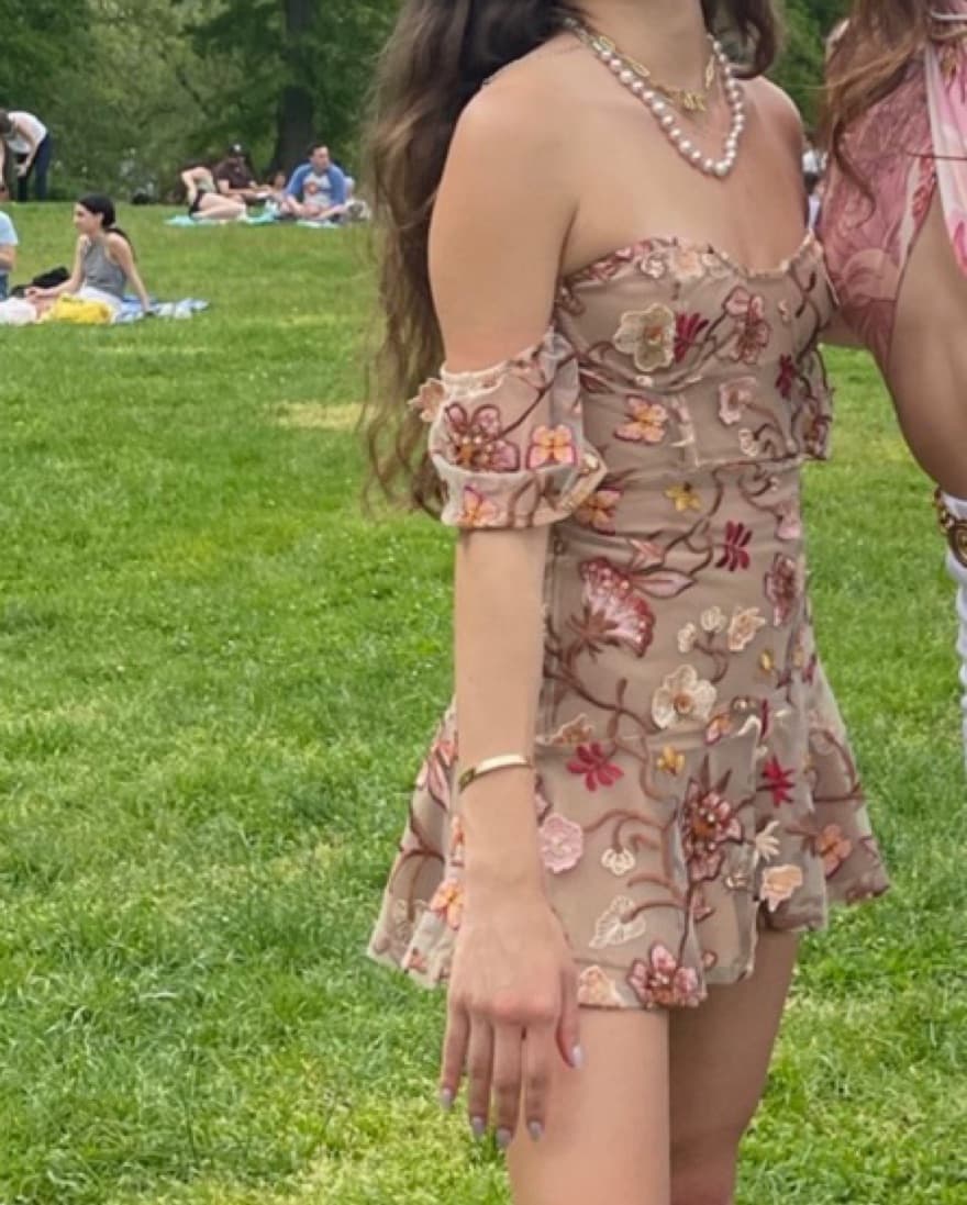 For Love & Lemons Nude+Floral Mini Dress - Image 2