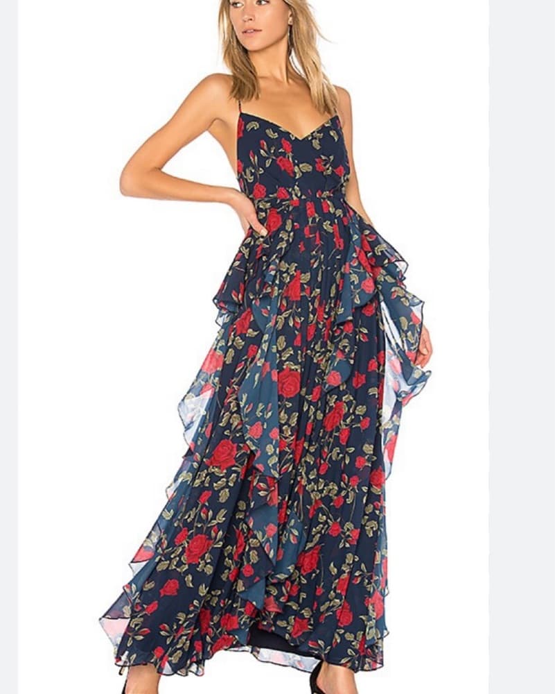 Fame & Partners Floral Ruffle Maxi Dress - Image 1