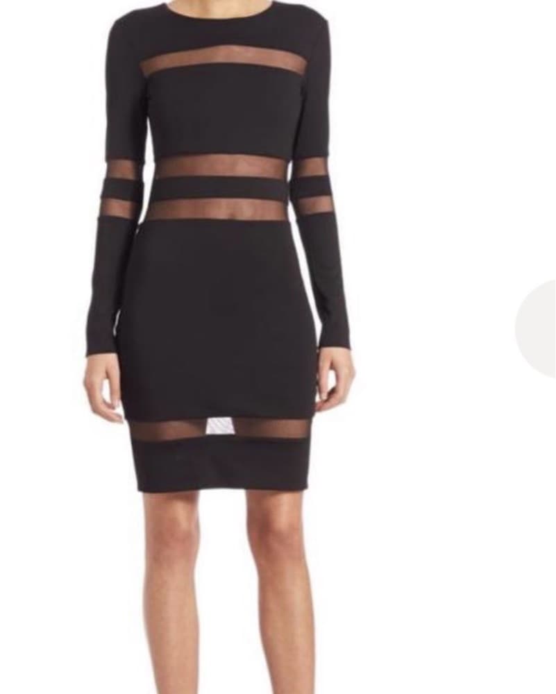 Black Mesh Cutout Bodycon Dress - Image 1