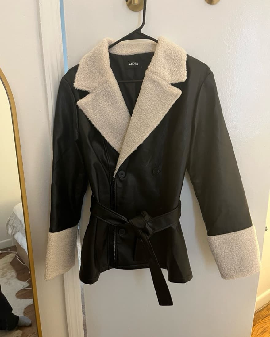 Leather Jacket with Sherpa Detail  - Image 1