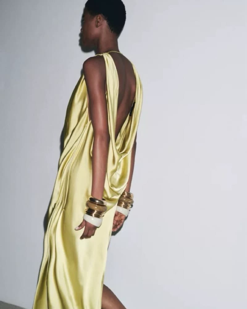 Green Flowy Draped Maxi Dress - Image 6