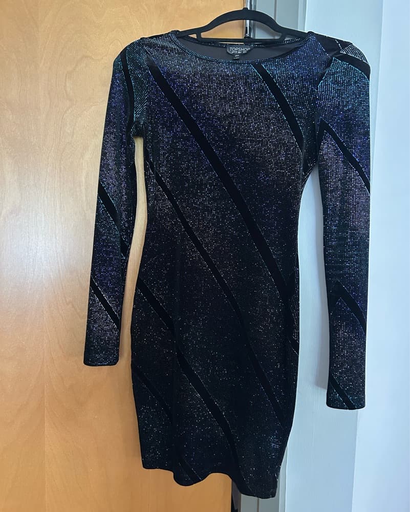 Topshop Sparkly Bodycon Dress - Image 1