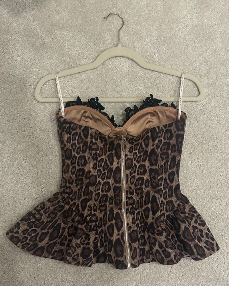 Straples Cheetah Print Peplum Corset Top - Image 2
