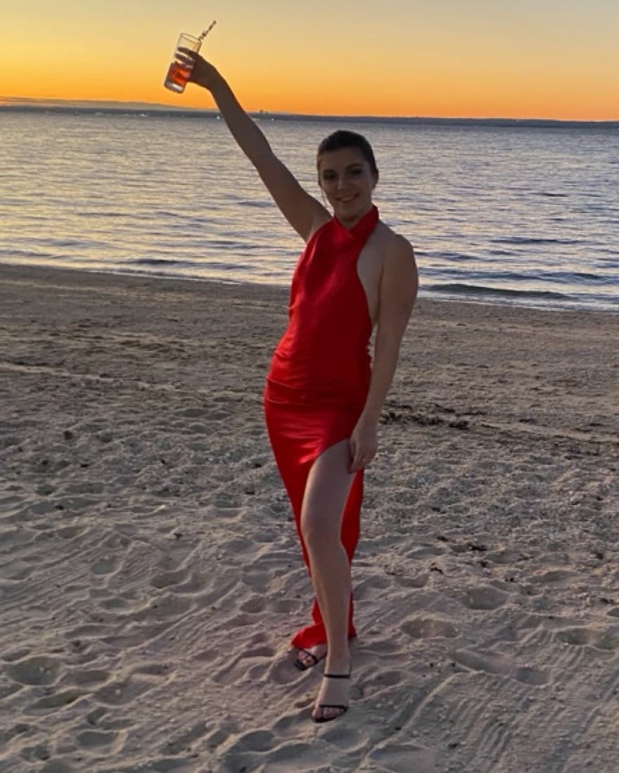 Red Silk Amanda Uprichard Dress W/ Slit - Image 4