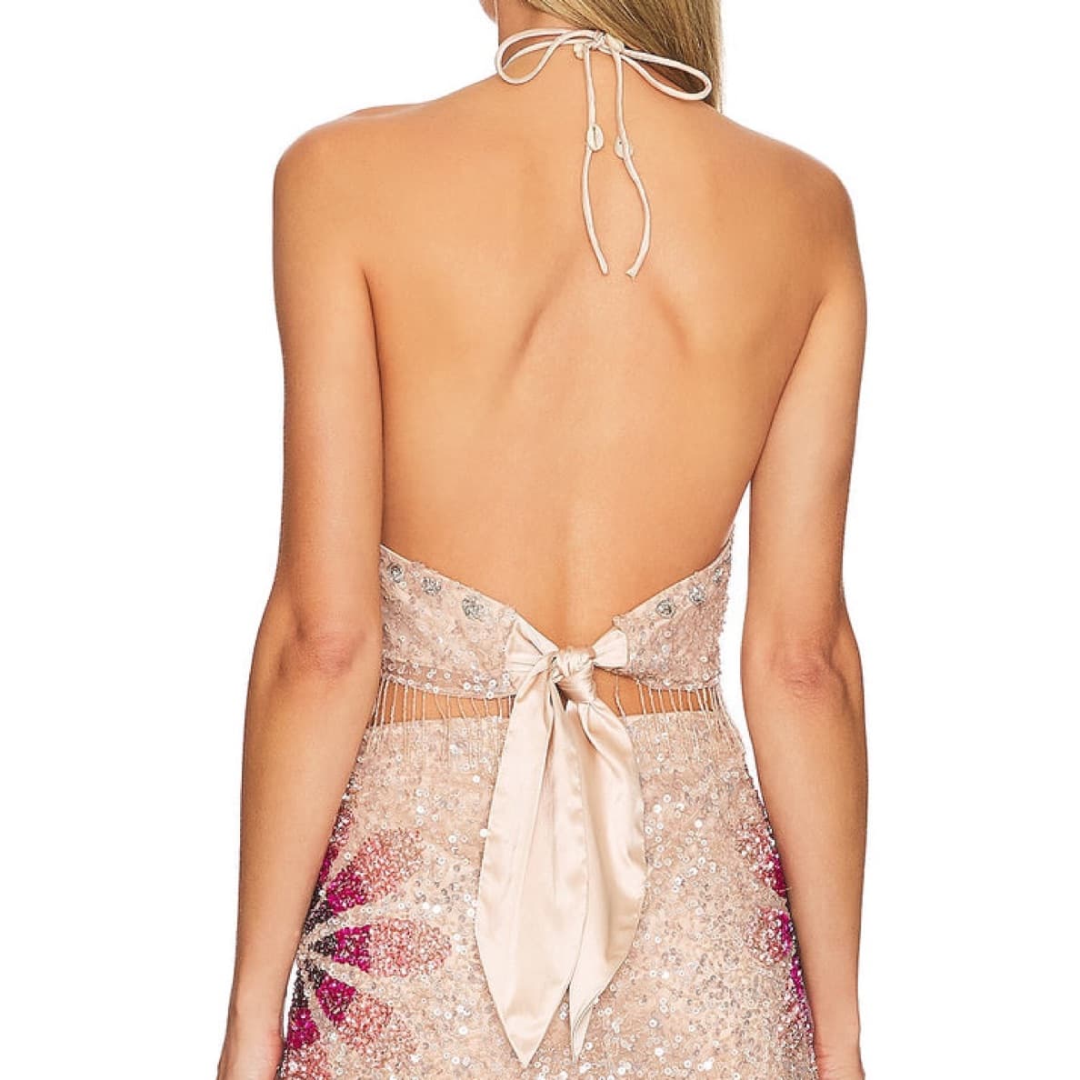 Tularosa Sequin Halter Top With Fringe - Image 3