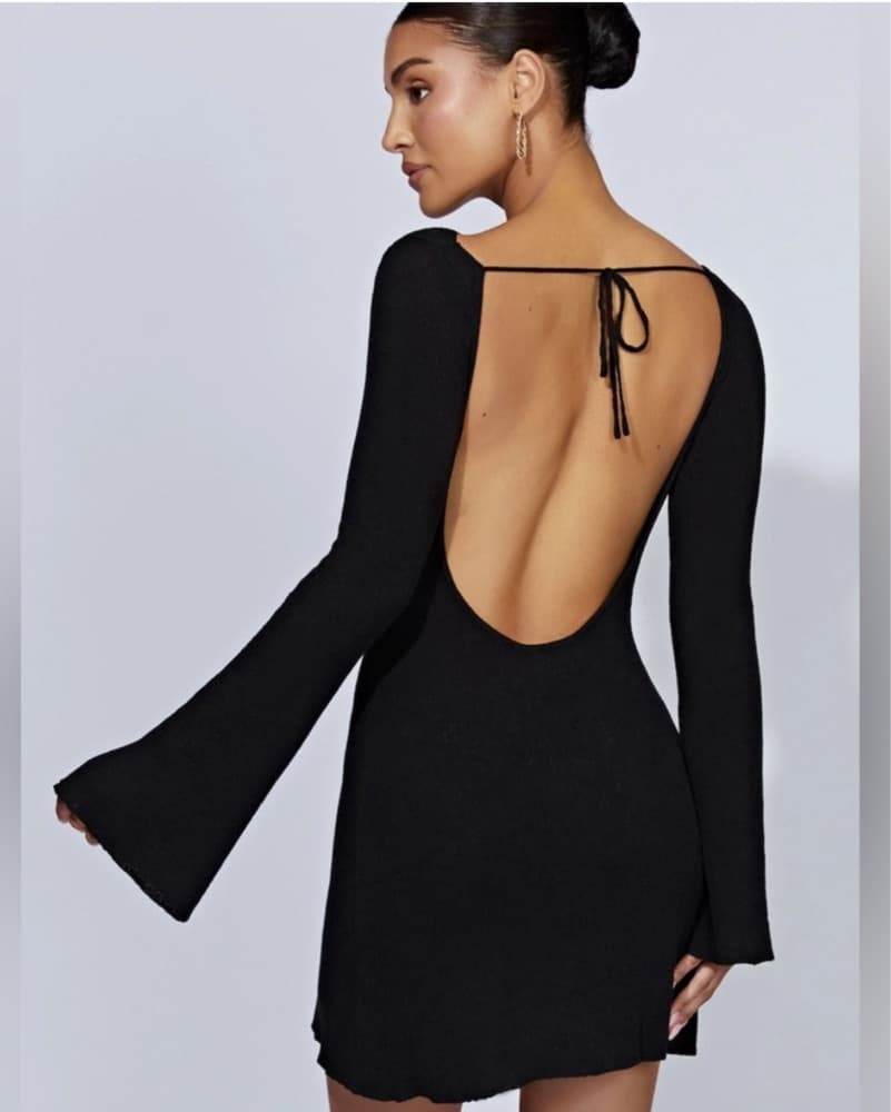 Meshki Black Backless Knit Dress - Image 1