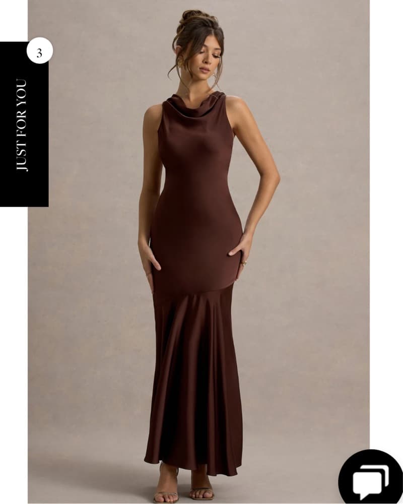 Club London Brown Satin Backless Dress - Image 5