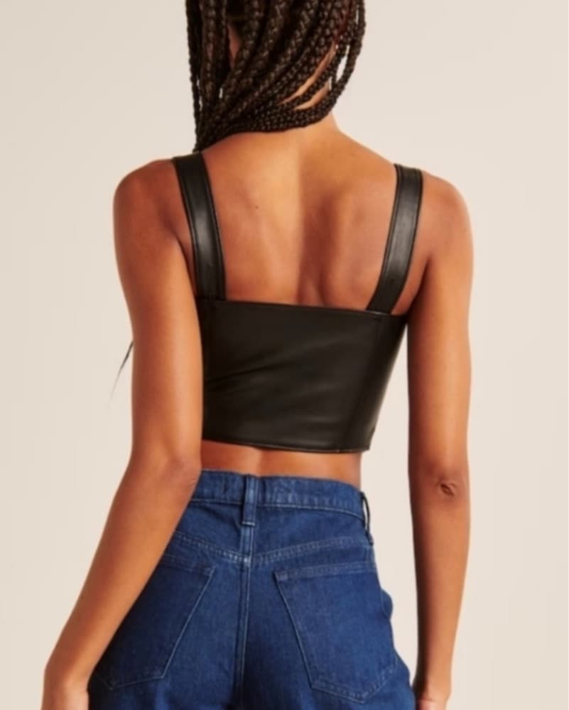  Vegan Leather Corset Scoopneck Top - Image 2