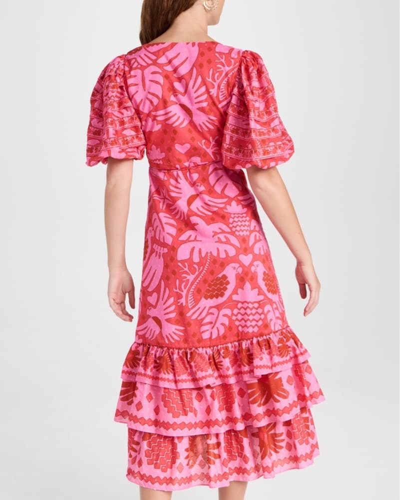 FARM Rio Jungle Scarf RedPink Wrap Dress - Image 3