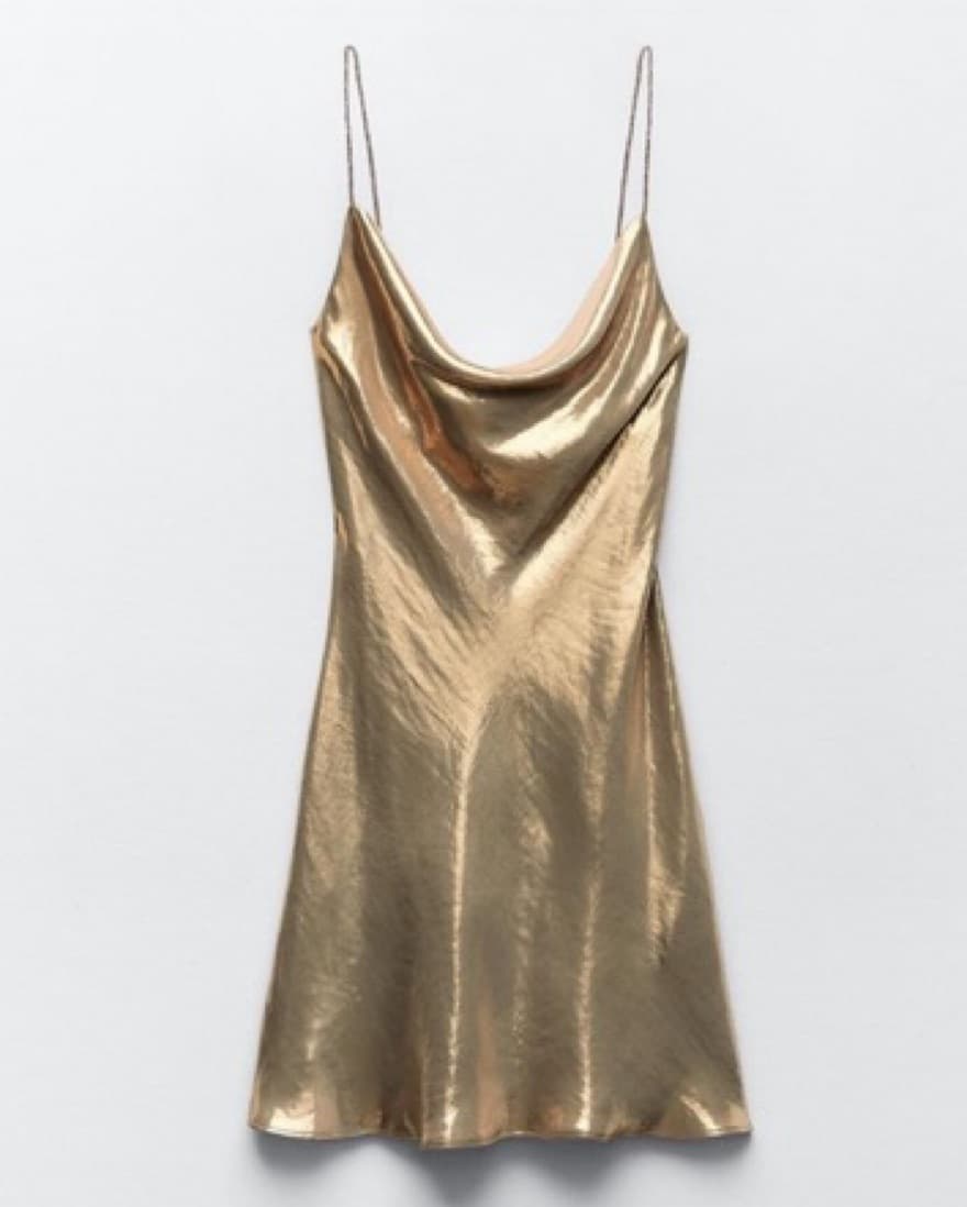 Gold Loose Mini Dress - Image 1