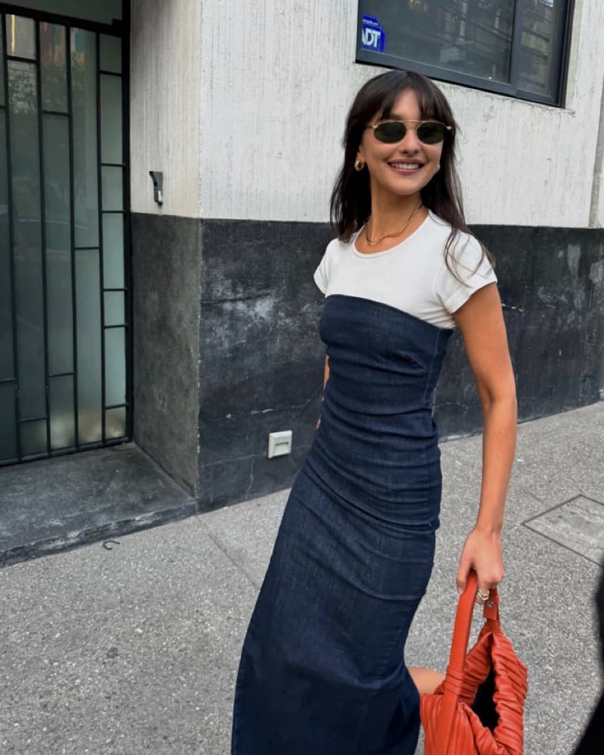 Strapless Denim Dress  - Image 1