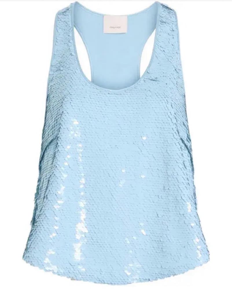 Esti Scoop Neck Light Blue Sequin Top - Image 3