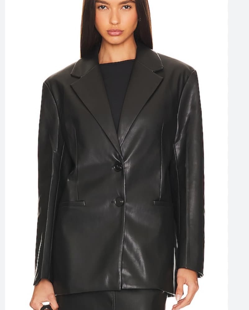 Black Leather Blazer - Image 2