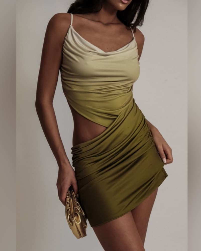 Meshki Green Ombre Cut Out Mini Dress - Image 1