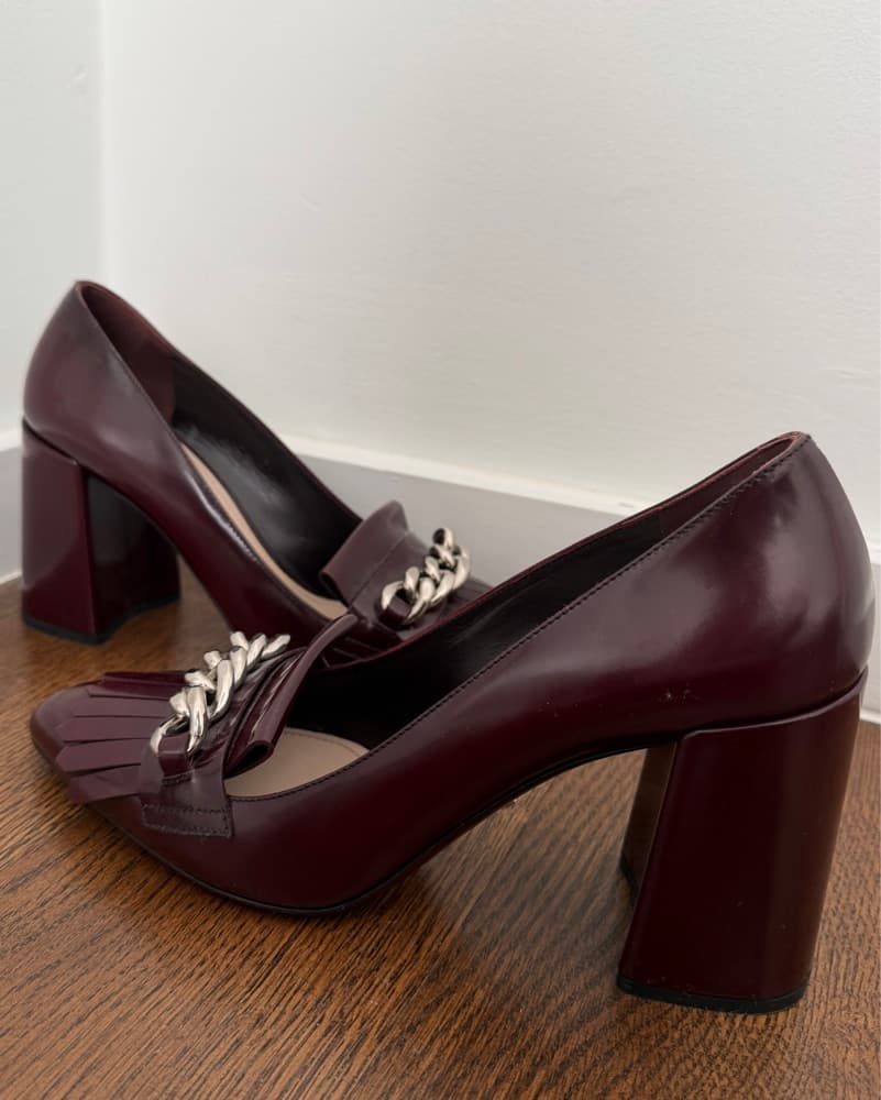 Prada Burgundy Heels - Image 5