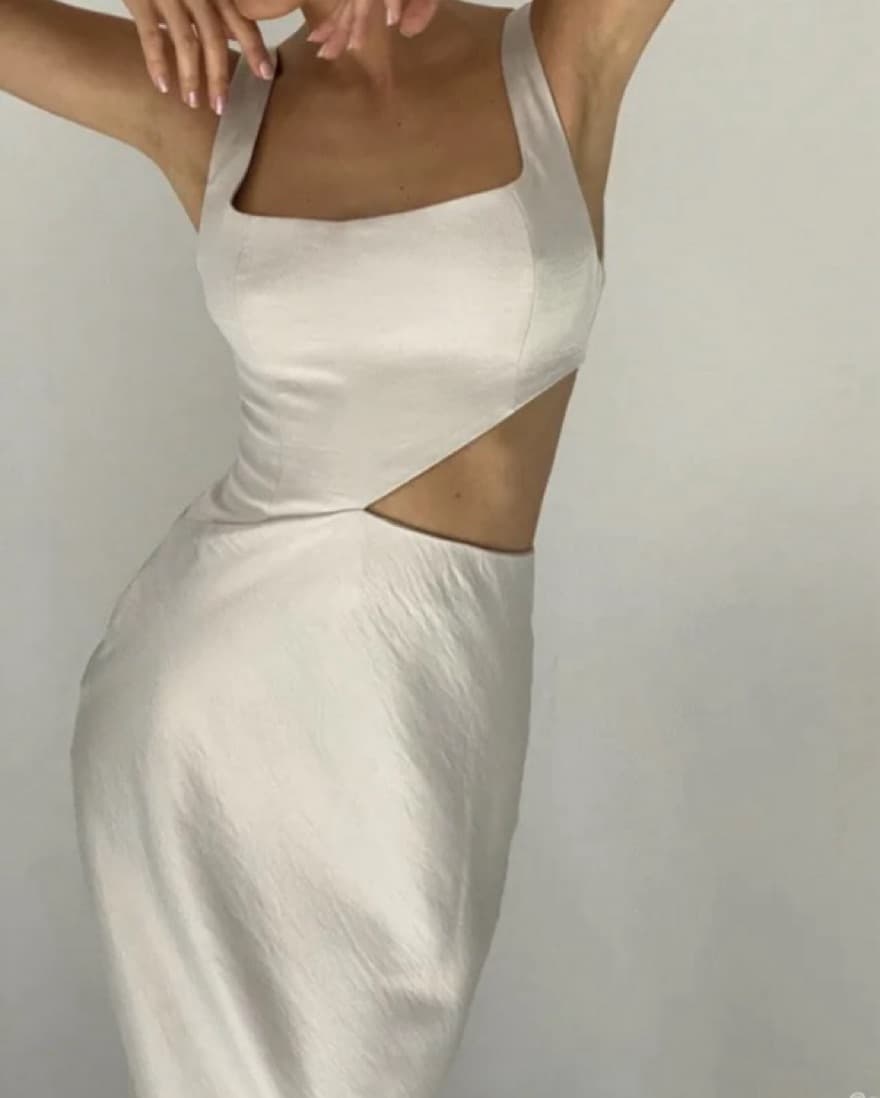 Meskhi Silver Satin Cutout Dress  - Image 2