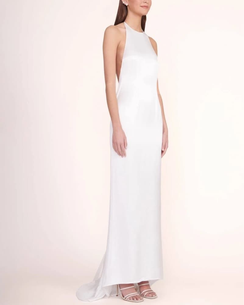 NWT STAUD Janet Satin Dress in White  - Image 3