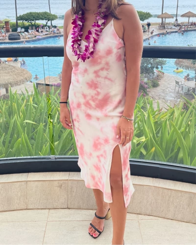 Pink And White Midi Dress - Image 3