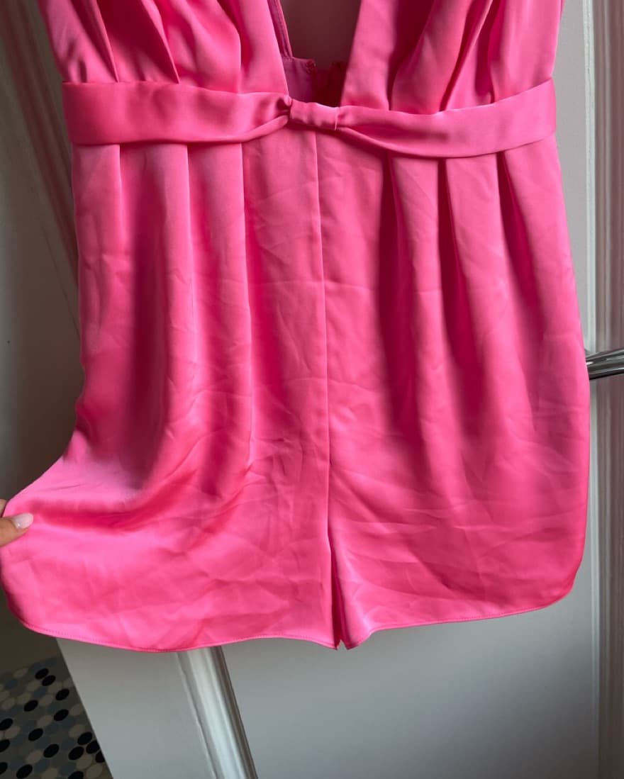 Pink Silk V-Neck Ramy Brook Romper  - Image 2