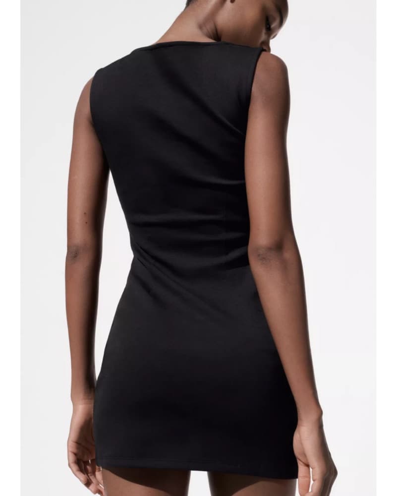 Black Belted Mini Dress - Image 2