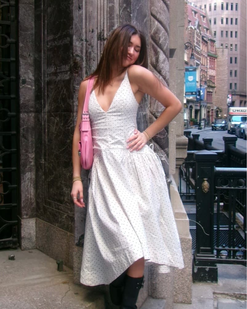 Polka Dot Drop Waist Dress - Image 1
