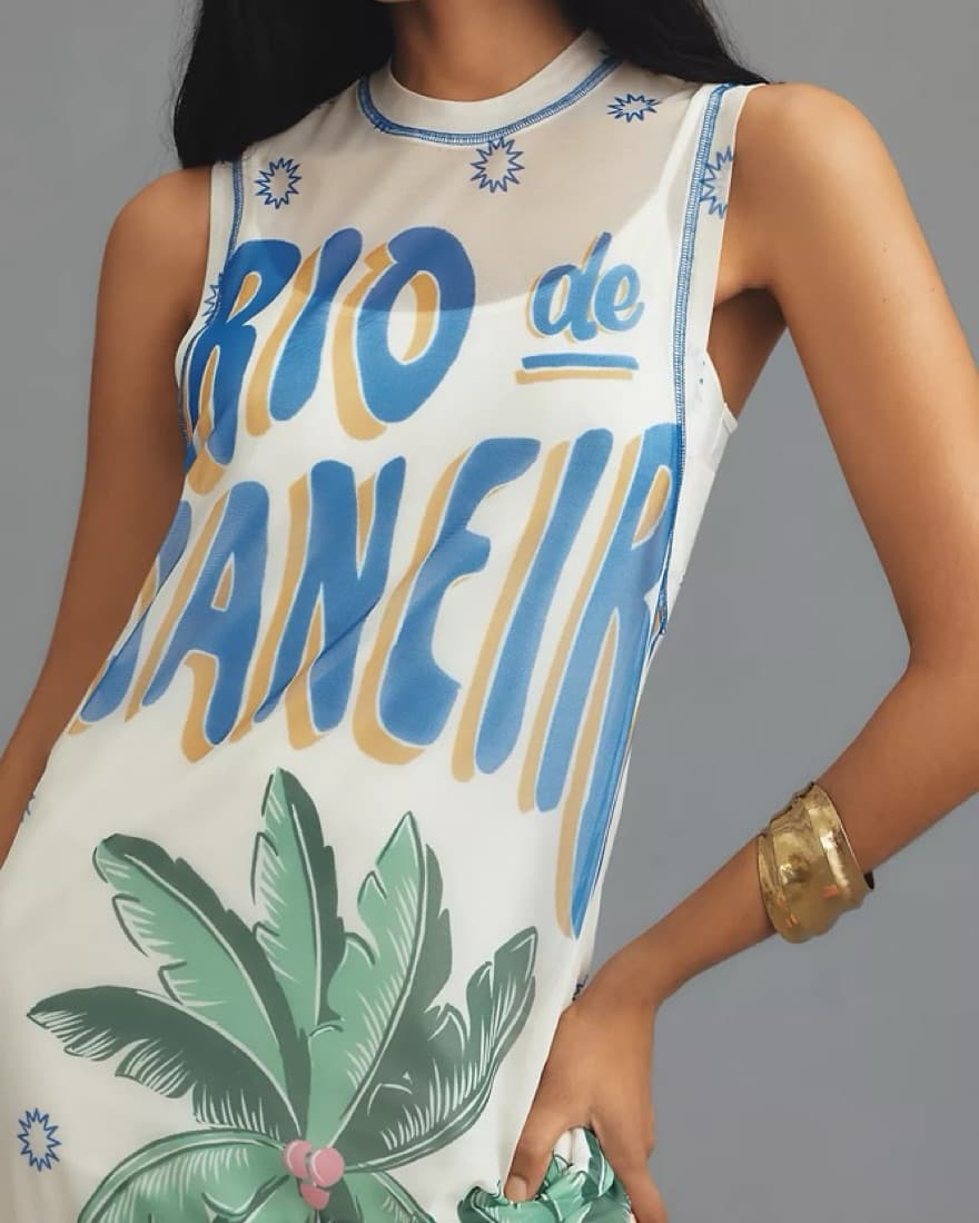 Farm Rio Graphic Mesh Dress - Image 3