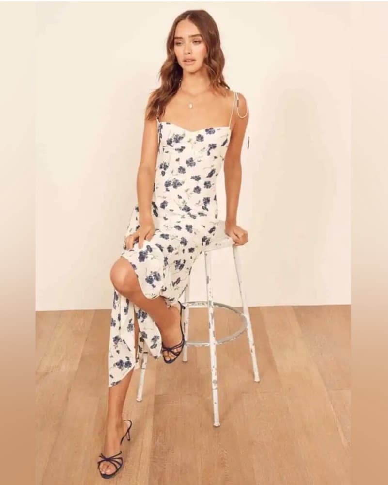 Reformation Emmie Dress In Blueberry - Image 2